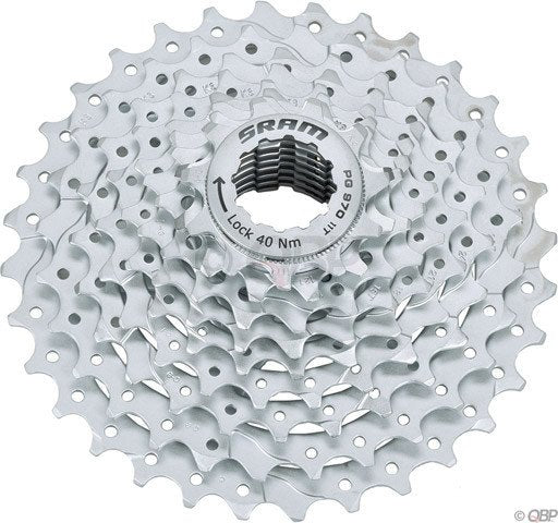 SRAM Power Glide II PG-970 9-Speed Cassettes fit Shimano-compatible freehub bodies.